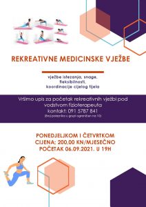 NOVO - UPIS ZA POČETAK REKREATIVNIH VJEŽBI